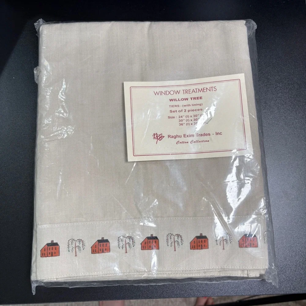 Raghu Exim Trades Set 2‎ Curtain 36x30 Farmhouse Primitive Country Style NWT